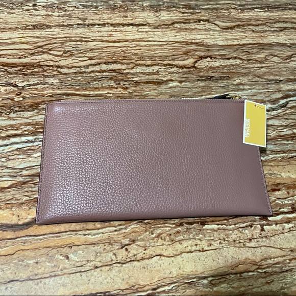 Michael Kors Jet Set Dark Fawn Pebble Leather Large Zip Clutch Wallet Wristlet - Picture 4 of 5